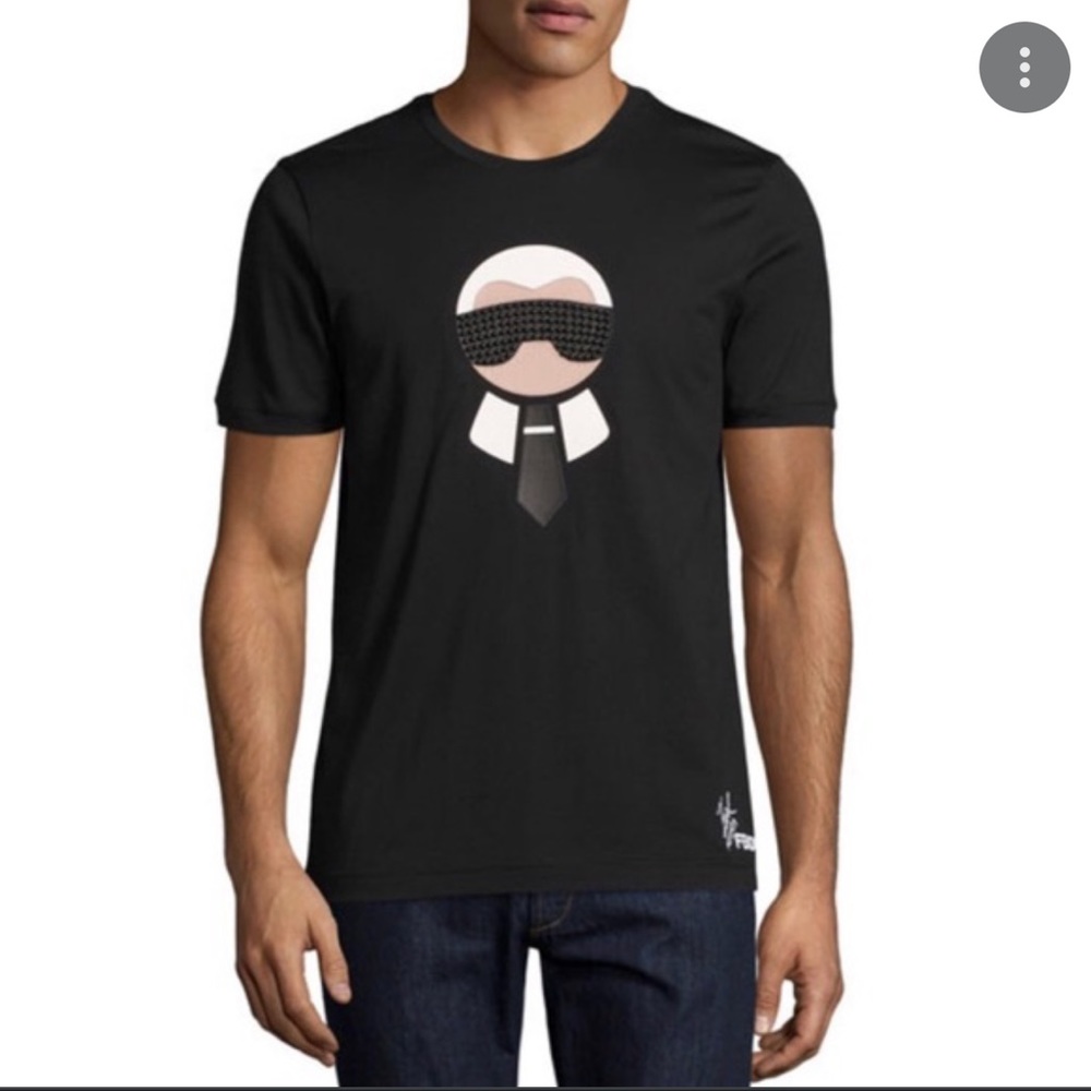 Fendi black Karl loves graphic print t-shirt size 52 unisex man women